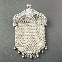 Antique Solid Silver Art Nouveau Coin Purse with Floral Decorations