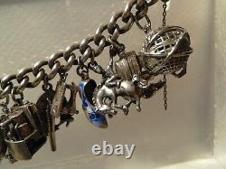 Antique Solid Silver Articulated Charms Bracelet