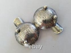 Antique Solid Silver Ashtray with Coins of King Amadeo I of Spain 1871-1893