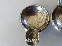 Antique Solid Silver Ashtray with Coins of King Amadeo I of Spain 1871-1893