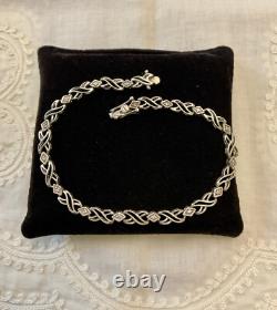 Antique Solid Silver Bracelet Goldsmith’s Hallmark 16 Genuine Diamonds