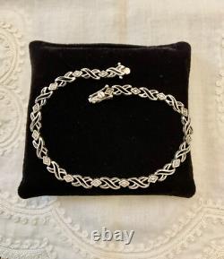 Antique Solid Silver Bracelet Goldsmith’s Hallmark 16 Genuine Diamonds