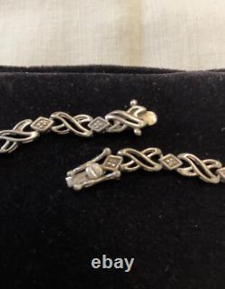 Antique Solid Silver Bracelet Goldsmith’s Hallmark 16 Genuine Diamonds