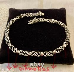 Antique Solid Silver Bracelet Goldsmith’s Hallmark 16 Genuine Diamonds