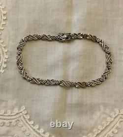 Antique Solid Silver Bracelet Goldsmith’s Hallmark 16 Genuine Diamonds