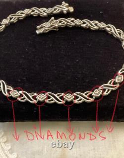 Antique Solid Silver Bracelet Goldsmith’s Hallmark 16 Genuine Diamonds