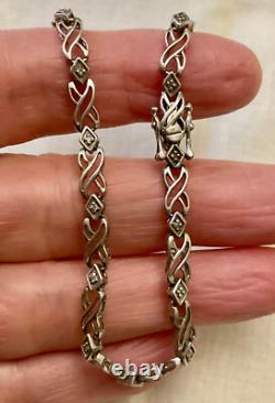 Antique Solid Silver Bracelet Goldsmith’s Hallmark 16 Genuine Diamonds