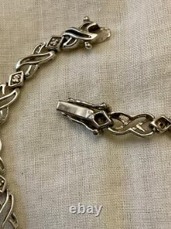 Antique Solid Silver Bracelet Goldsmith’s Hallmark 16 Genuine Diamonds