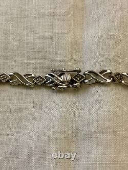 Antique Solid Silver Bracelet Goldsmith’s Hallmark 16 Genuine Diamonds