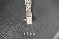 Antique Solid Silver Bracelet Set with Malachite Double-Faced Indochina Decoration