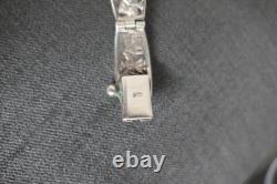 Antique Solid Silver Bracelet Set with Malachite Double-Sided Decoration Indochina