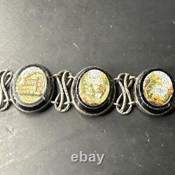 Antique Solid Silver Bracelet with Micro Mosaic to Restore Napoleon III