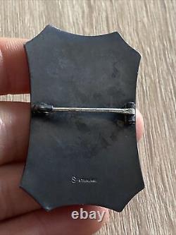 Antique Solid Silver Brooch Art Nouveau Floral Enamel Decorated