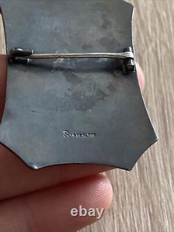 Antique Solid Silver Brooch Art Nouveau Floral Enamel Decorated