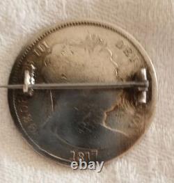 Antique Solid Silver Brooch Half-Crown George III 1817 Engraved Monogram A