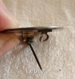 Antique Solid Silver Brooch Half-Crown George III 1817 Engraved Monogram A