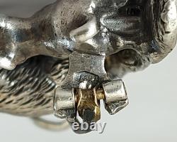 Antique Solid Silver Brooch with Bears & Dogs, Austro-Hungarian Empire, 19th Century