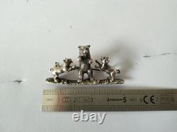 Antique Solid Silver Brooch with Bears & Dogs, Austro-Hungarian Empire, 19th Century