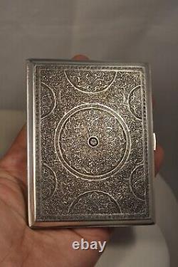 Antique Solid Silver Cigarette Case Persian Mo Vartan