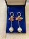 Antique Solid Silver Earrings Gold Ruby Yellow Sapphire Pearl