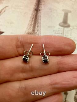 Antique Solid Silver Earrings with Real Gold and 1 Carat Blue Sapphire