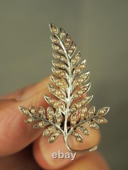 Antique Solid Silver Fine Pearls Victorian Seed Pearl Brooch
