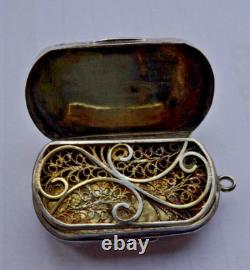 Antique Solid Silver Gilt Vinaigrette Pendant - 19th Century