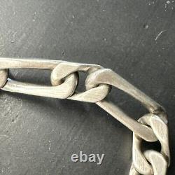 Antique Solid Silver Gourmette Bracelet Art Nouveau Deco Tank Link