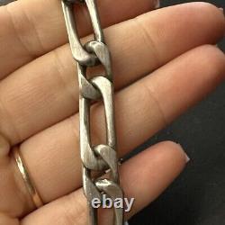 Antique Solid Silver Gourmette Bracelet Art Nouveau Deco Tank Link