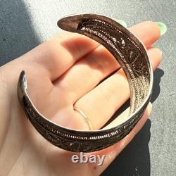 Antique Solid Silver Gourmette Bracelet Art Nouveau Ethnic Bangle