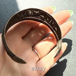 Antique Solid Silver Gourmette Bracelet Art Nouveau Ethnic Bangle