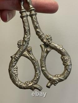Antique Solid Silver Grape Scissors