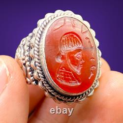 Antique Solid Silver Intaglio Roman King Ring