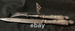 Antique Solid Silver Lamb Carving Set, Napoleon III Era