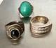 Antique Solid Silver Lot Of Large Vintage Rings 58-59 Stone Signet Rings