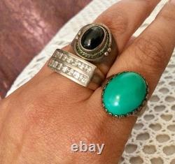Antique Solid Silver Lot of Large Vintage Rings 58-59 Stone Signet Rings