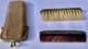 Antique Solid Silver Mustache Comb And Brush Travel Set Leather Case