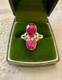 Antique Solid Silver Openwork Ring With 2 Genuine Ruby Stones Unique