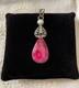 Antique Solid Silver Pendant Huge Ruby Pearl Art Deco