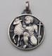 Antique Solid Silver Pendant Medal - Saint John The Baptist And The Lamb #f2
