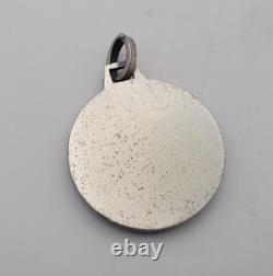 Antique Solid Silver Pendant Medal - Saint John the Baptist and the Lamb #F2