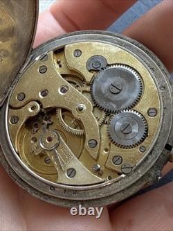 Antique Solid Silver Pocket Watch Wind-Up for Parts Art Nouveau