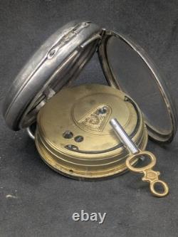 Antique Solid Silver Pocket Watch with Balance Wheel OK, to be Restored