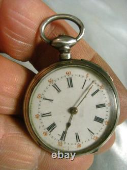 Antique Solid Silver Pocket Watch with Gold Decoration Marie