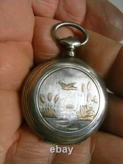 Antique Solid Silver Pocket Watch with Gold Decoration Marie