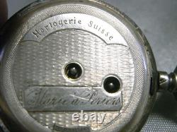 Antique Solid Silver Pocket Watch with Gold Decoration Marie