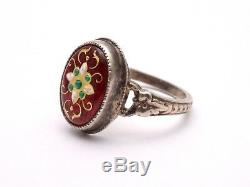 Antique Solid Silver Ring And Enamel Bressans Regional Jewel Nineteenth T57