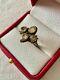 Antique Solid Silver Ring Crafted With 4 Genuine Citrines Size 56