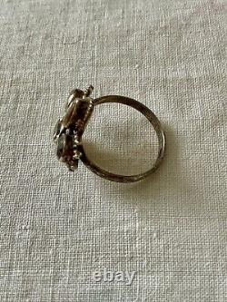 Antique Solid Silver Ring Crafted with 4 Genuine Citrines Size 56