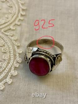Antique Solid Silver Ring Crafted with Imposing Genuine Ruby